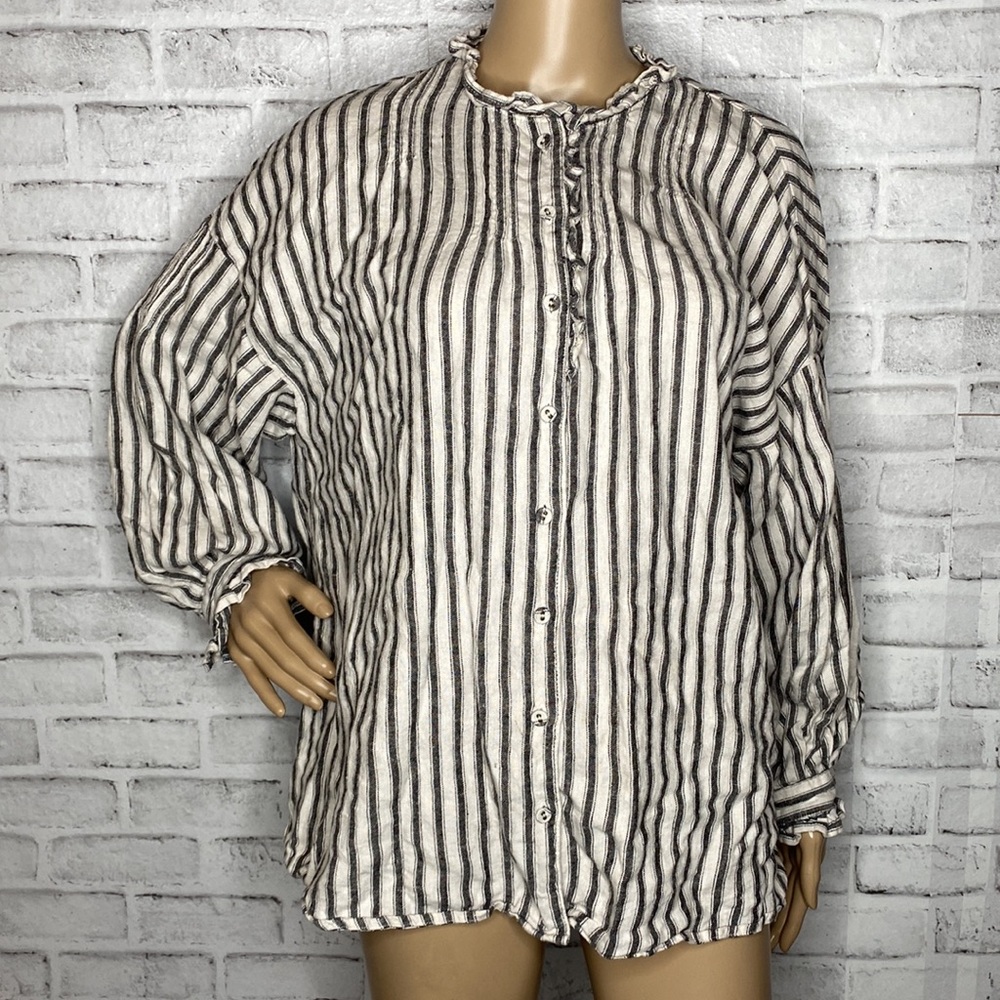Samansa Mos2 striped linen button down shirt